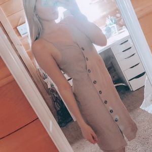 Spaghetti Strap Smocked Back Button-Up Dress